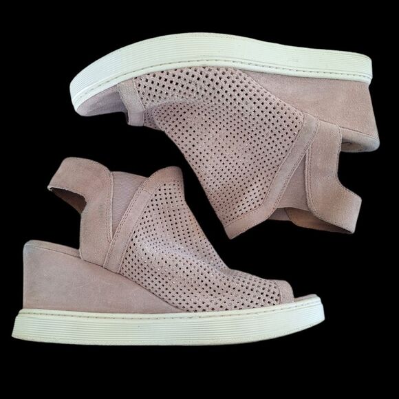 Sofft Suede Peep-Toe Comfort Sneaker Wedges Basima Dusty Pink Perforated Cushy 9 - Picture 9 of 15